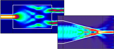 Silicon taper and MMI Coupler modelled in FIMMPROP