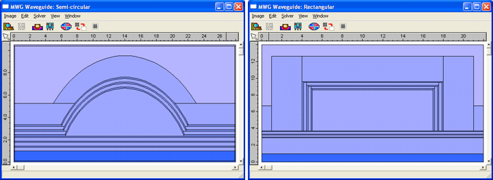 ARROW waveguides designed in FIMMWAVE